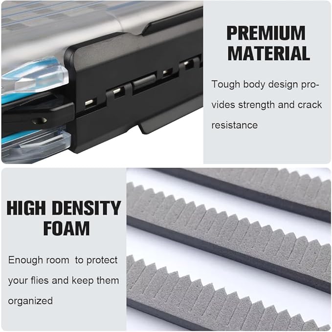 Fly Box for Fly Fishing Waterproof Double Clear Fly Fishing Tackle Box Jig Lure Storage Box