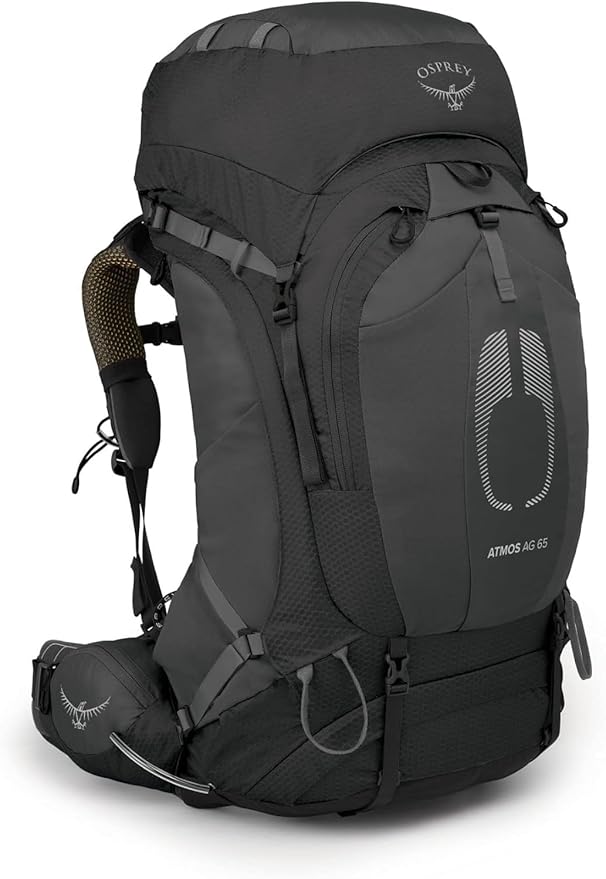 Osprey Atmos AG 65L Men's Backpacking Backpack, Black, S/M