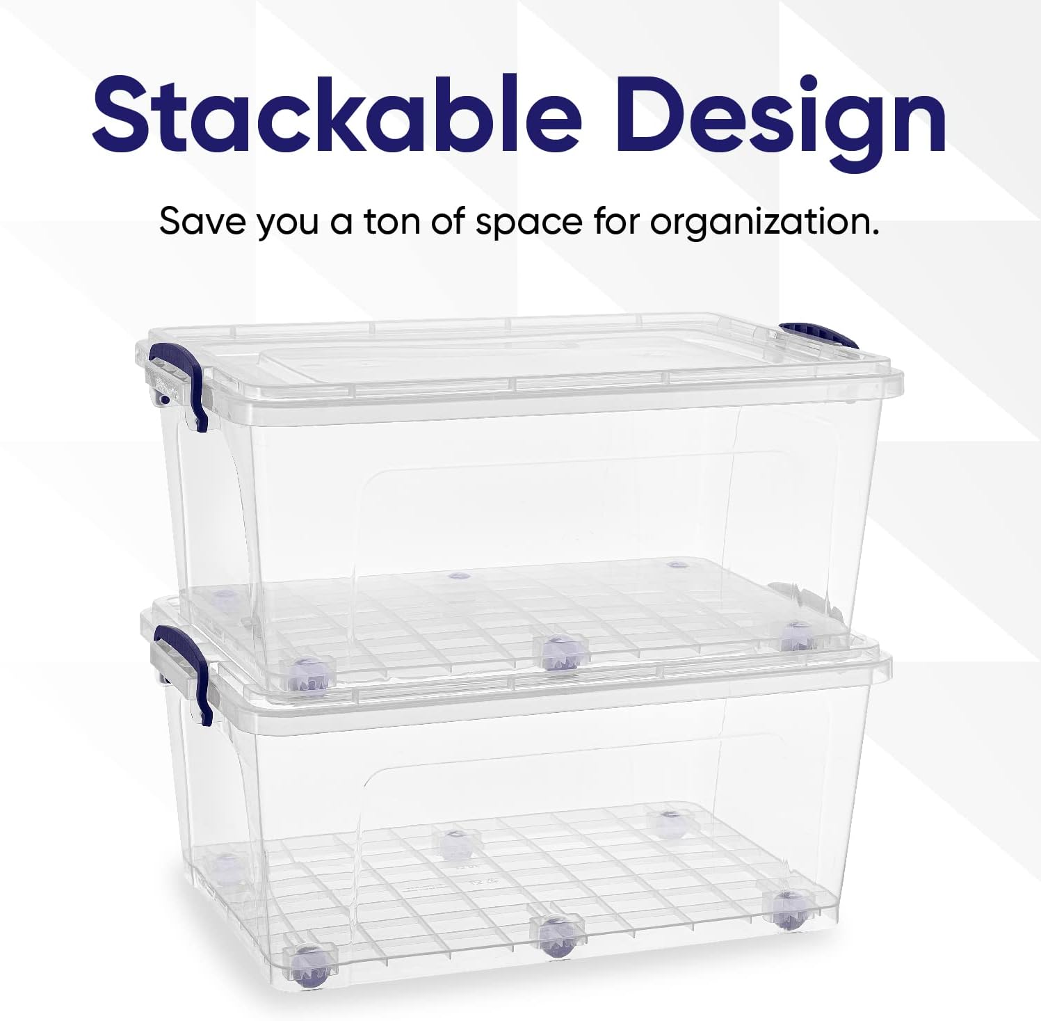 Superio Storage Bins with Lids, Clear Plastic Containers for Organizing, Stackable Totes, BPA Free, Odor Free, Organizer Boxes for Home, and Dorm (2 Pack, 32 Quart)