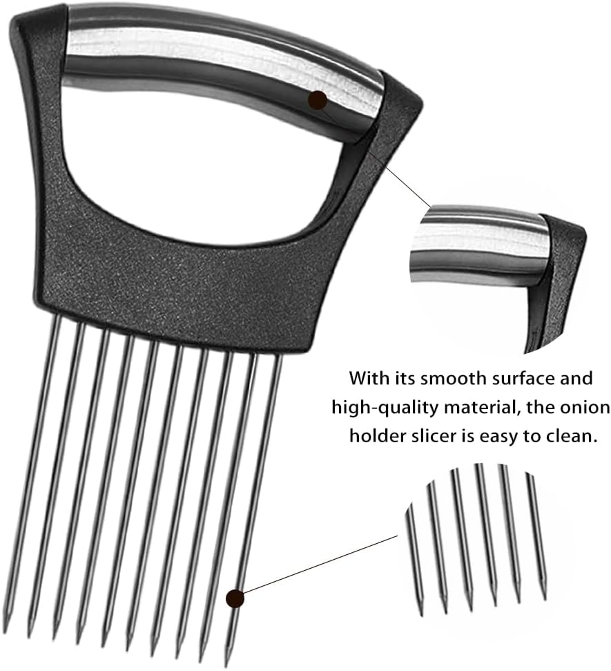 Stainless Steel Onion Holder for Slicing ，Meat Tenderizer，Fruits Vegetable Onion Cutter for Slicing and Storage of Avocados Lemon Potato Tomato and Other Meat Stalking Fork
