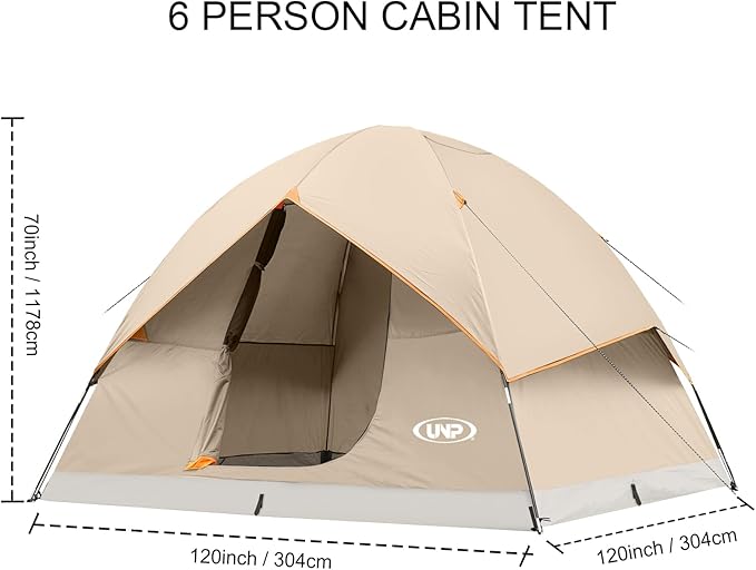 UNP Camping Tent 2/3/4/6 Person Dome Tent, Easy to Set Up for Camping, Lightweight Camping Tent, Portable Camping Tent for Outdoor and Backpacking Beaches