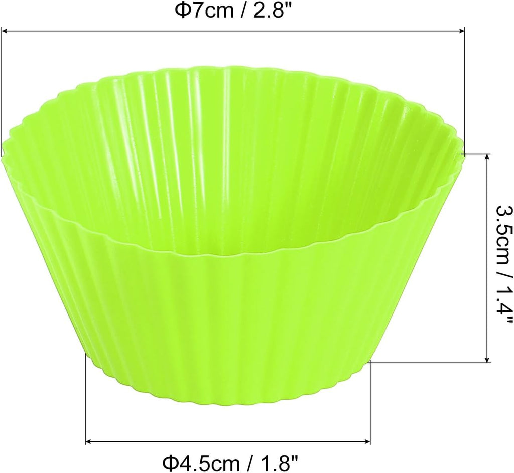 uxcell 36Pcs Silicone Cupcake Liners, Non-Stick Baking Cups, for Cooking Eggs, Baking Muffins and Make a Cake(Green)