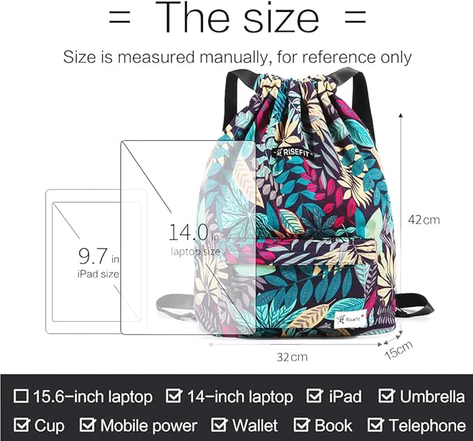 Waterproof Drawstring Bag, Gym Bag Sackpack Sports Beach Backpack for Men Women