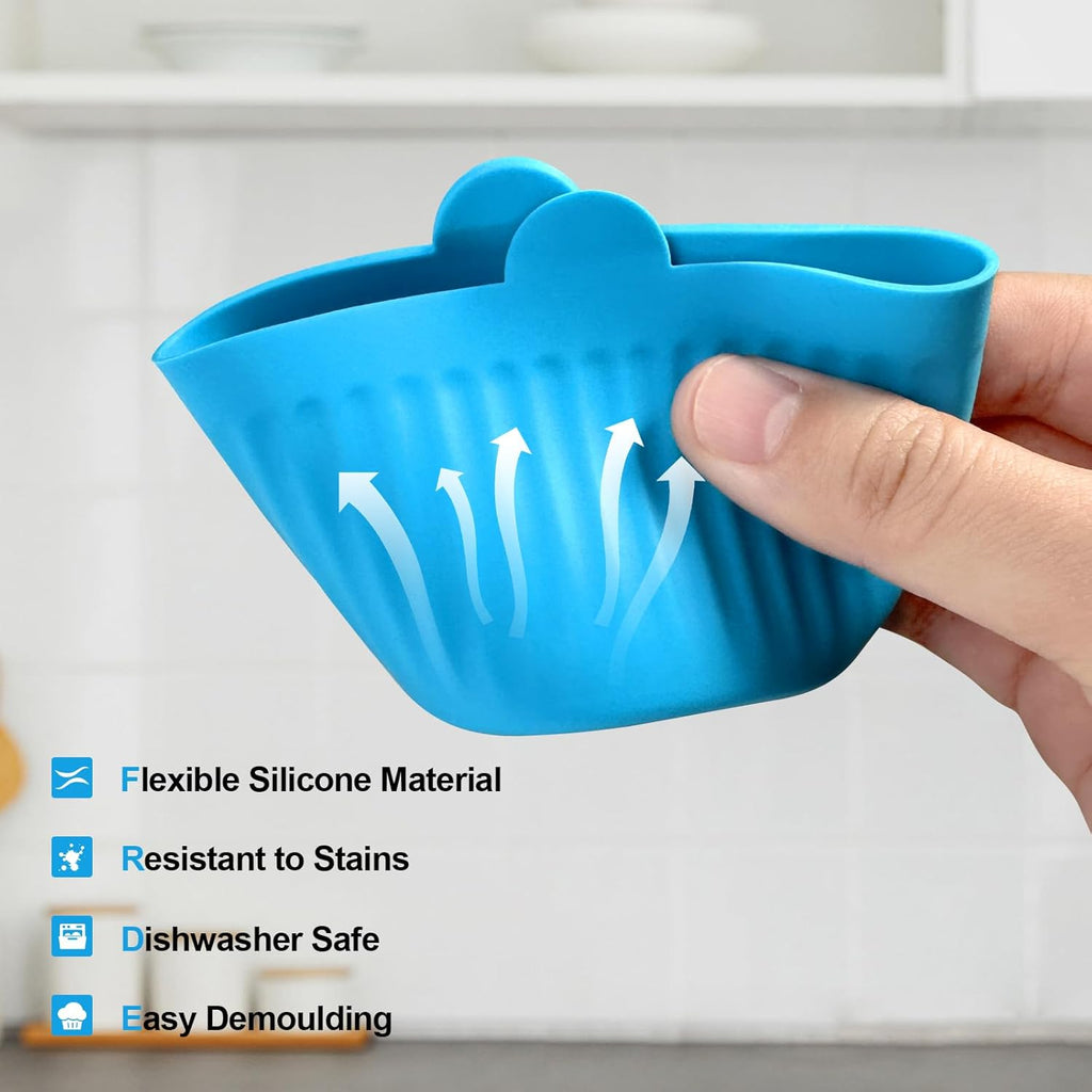 8 Pcs Air Fryer Baking Ramekins Premium Food-Grade Silicone Mold Cups Non-Stick Air Fryer Accessories Air Fryer Egg Molds for Eggs, Cupcakes, Muffins, Puddings, Tarts, Custards