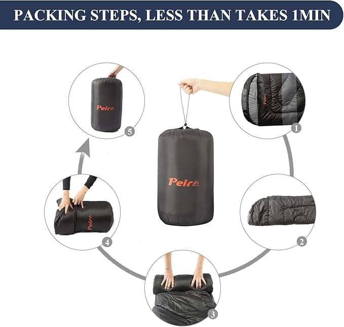 Sleeping Bags, Camping Sleeping Bag for Adults, 3 Season Warm & Cool Weather, Lightweight Waterproof Sleeping Bags for Indoor Outdoor Camping Traveling Backpacking, Pink/Blue/Black