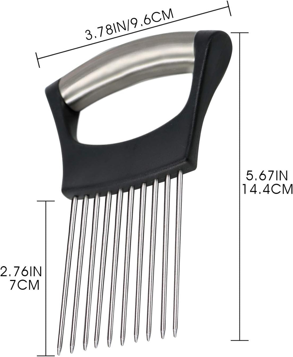 1PCS Stainless Steel Onion Holder Slicer, 2PCS Finger Guard, Holder Slicer for Vegetables, Tomato, Lemon, Meat