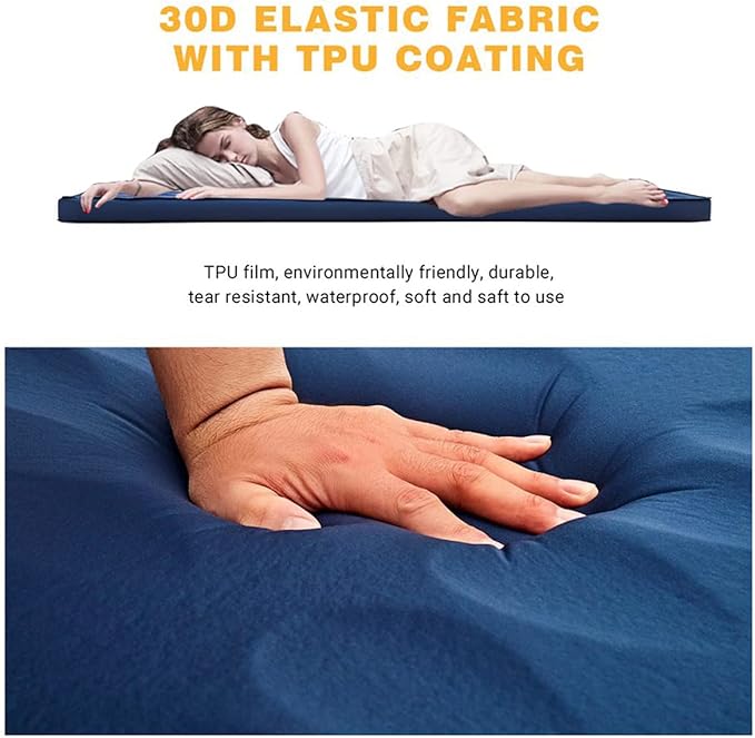 KingCamp Premium 3D Self-Inflating Camping Sleeping Pad Mattress Comfortable 3 “Thick Portable Lightweight Double Single R-Value 6.1 Warm for Winter Camping Indoor Outdoors Single-Navy