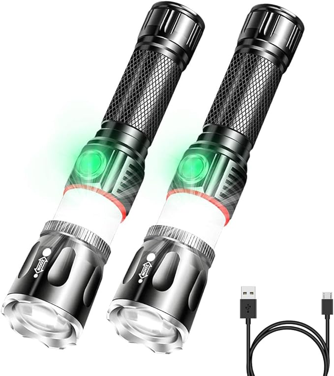 Tactical Flashlight Rechargeable, High Lumens Led Flashlights Handheld-Magnetic Base, Super Bright, Zoomable, Water-Resistance, 4 Modes, Powerful Flash Light for Camping, Hiking and Emergence