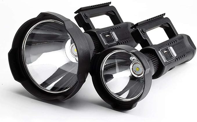 Super Bright Rechargeable Spotlight, Handheld Tactical Flashlight 4 Modes High Power Portable Waterproof LED Searchlight USB Output P50 Camping Torch for Outdoor (P50-Medium Size)