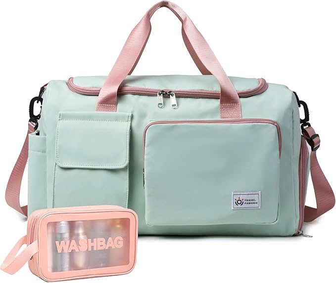 Small Gym Bag for Women, Travel Duffle Bag Carry On Weekender Bag with Shoe Compartment