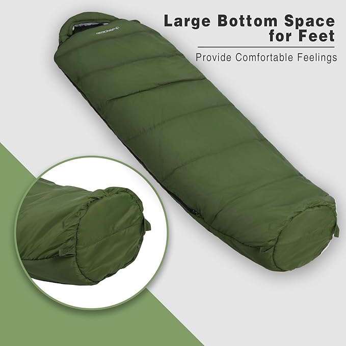 REDCAMP Ultra Lightweight Sleeping Bag for Backpacking, Comfort for Adults Warm Weather, with Compression Sack