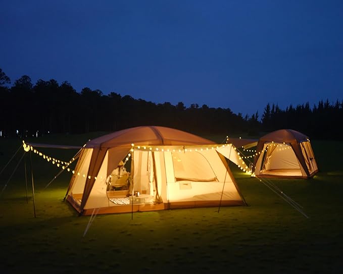 Vidalido 8-10 Person Camping Tent with 3 Door 2 Room Large Family Cabin Tents, Double Layer Waterproof Portable Glamping Tent, Big Tents for Outdoor Picnic Camping Hiking and Family Gathering