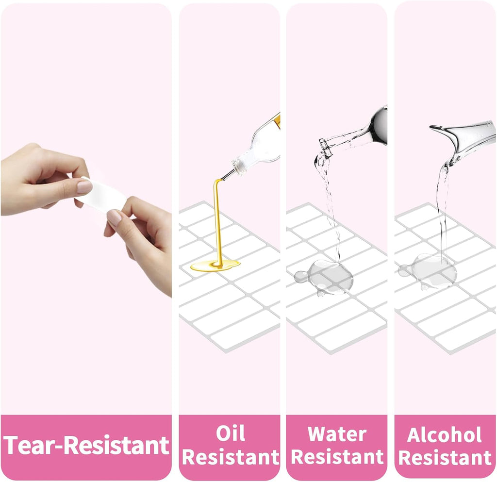 STARLIBOO White Removable Labels, Removable Colored Labels Stickers, Self-Adhesive Rectangular Stickers Water/Oil/Tear Resistant for Storage/Classroom/Home (2 Size, 300 Labels)