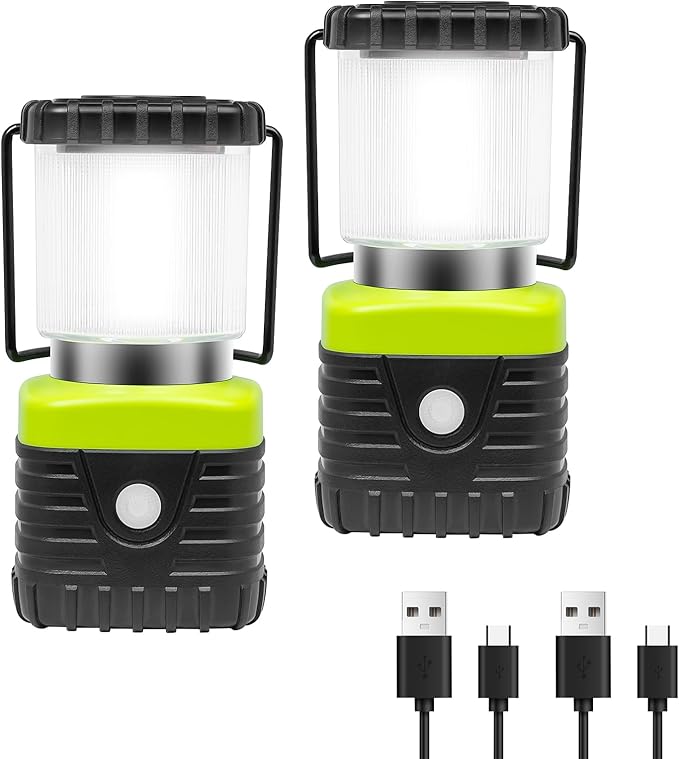 2Packs LED Camping Lantern Rechargeable 1000LM, 4500mAh Power Bank, IP44 Waterproof Lantern Flashlight for Hurricane Emergency, Hiking