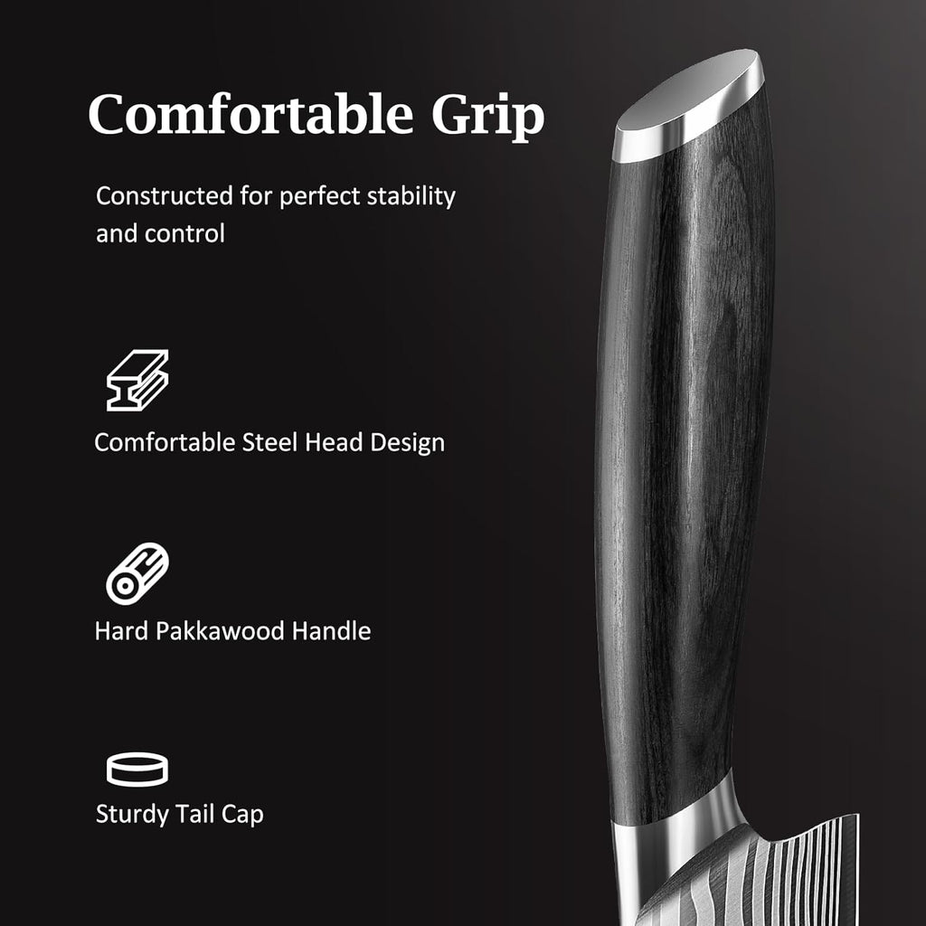 3 Pieces Knife Set, Professional High Carbon Powder Steel Kitchen Knife Set, Ultra Sharp Knives Set for Kitchen with Elegant Gift Box