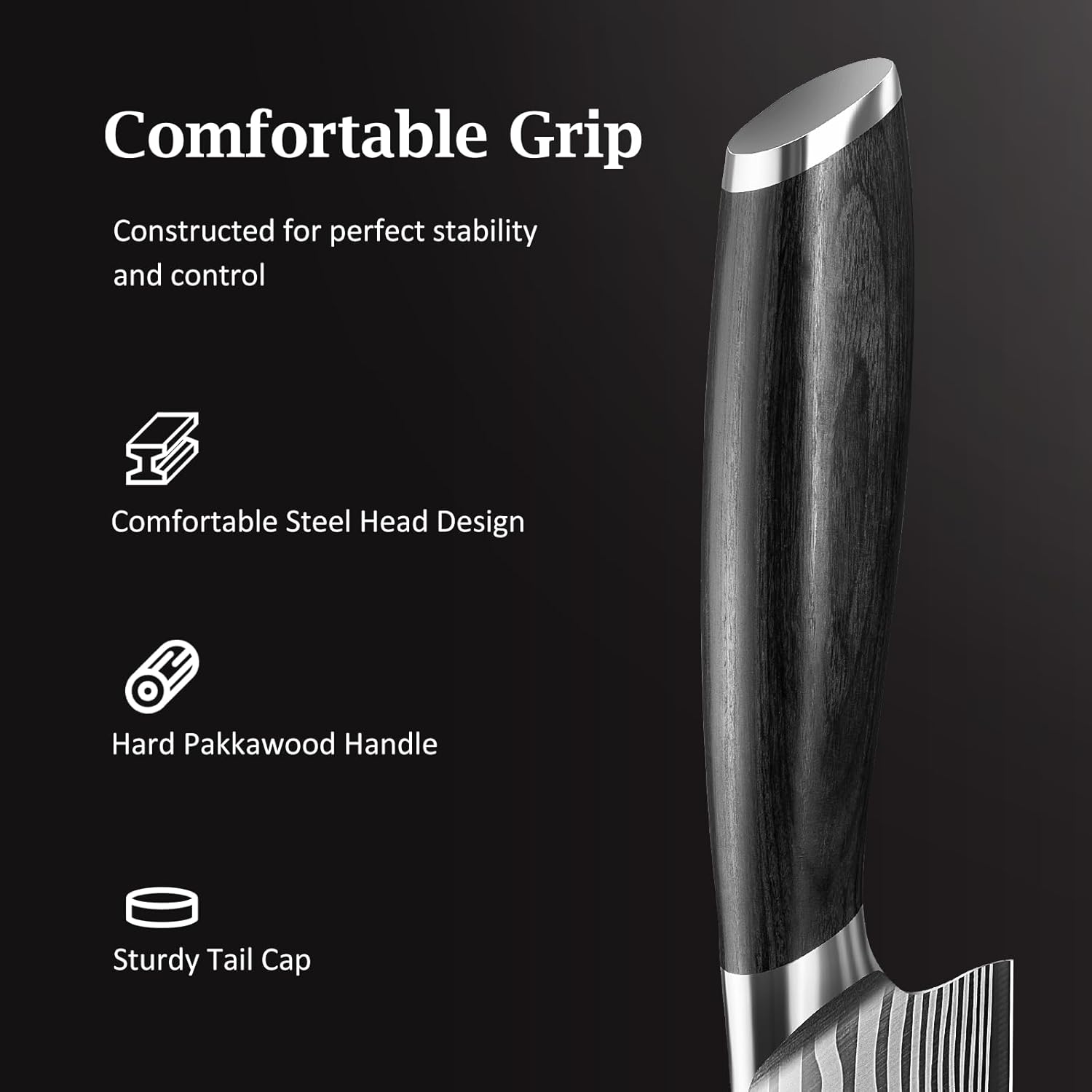 3 Pieces Knife Set, Professional High Carbon Powder Steel Kitchen Knife Set, Ultra Sharp Knives Set for Kitchen with Elegant Gift Box