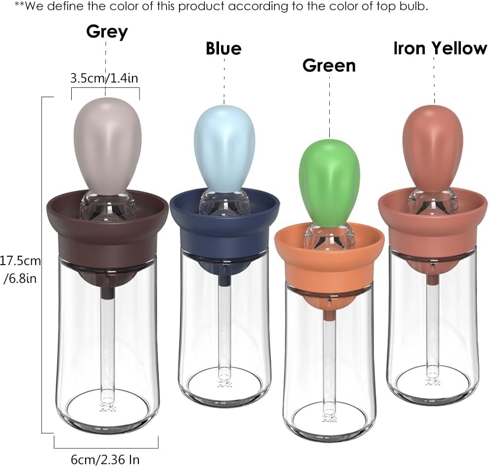 TINMIX Oil Dispenser with Brush - Glass Olive Oil Dispenser for Kitchen, 2 IN 1 Oil Dispenser Bottle with Silicone Basting Brush for Cooking Vinegar Sauce BBQ Grill Frying, T-OB21, Grey