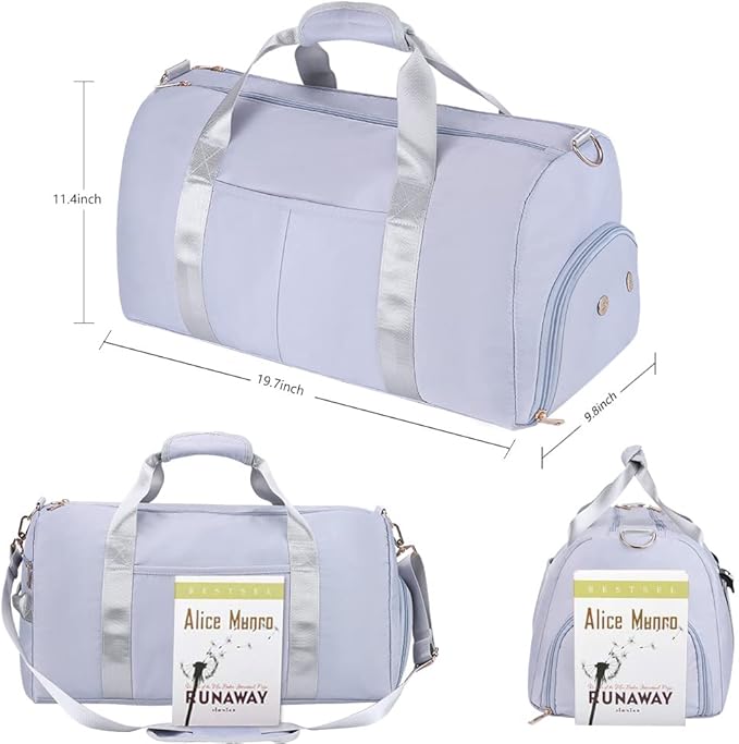 ICEIVY Gym Duffle Bag Dry Wet Separated Gym Bag Sport Duffle Bag Training Handbag Yoga bag with Extra Drawstring Backpack for man and women (Grey-Upgrade) Large