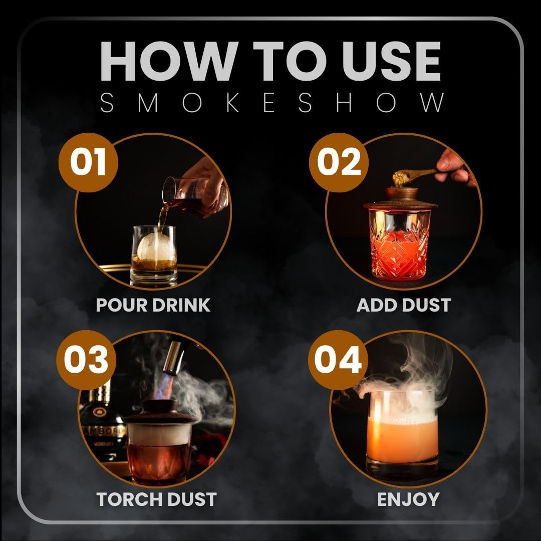 Premium Walnut Wood Cocktail Smoker with One 4 oz Tin of Wood Chips. Great for Whiskey & Old Fashion. Coated in Safe Food Natural Beeswax, Non-toxic Top by Smokeshow (Maple)