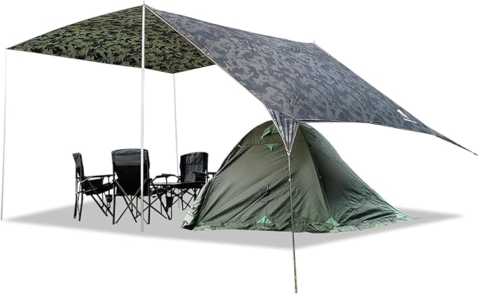 GEERTOP Large Hammokc Rain Fly Shelter 17 x 10ft Waterproof Camping Tarp Awning for Outdoor Backpacking Hiking Survival Travel Camo
