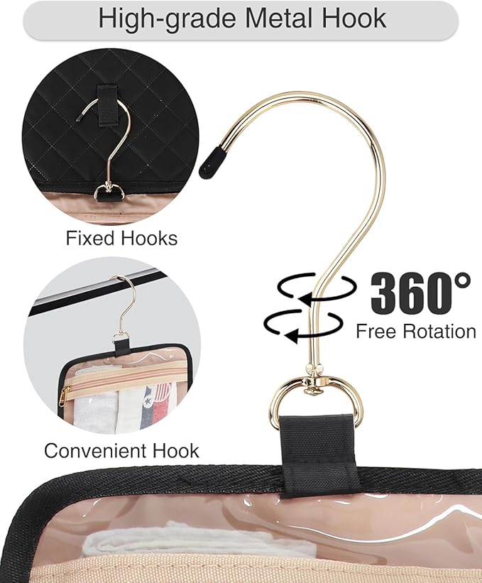 Travel Makeup Bag Hanging Toiletry Bag for Women Men TSA Approved Clear Bag Toiletries Waterproof Cosmetic Bag Toiletry Bag Travel Toiletry Organizer for Bathroom Shower, Black Diamond Grid