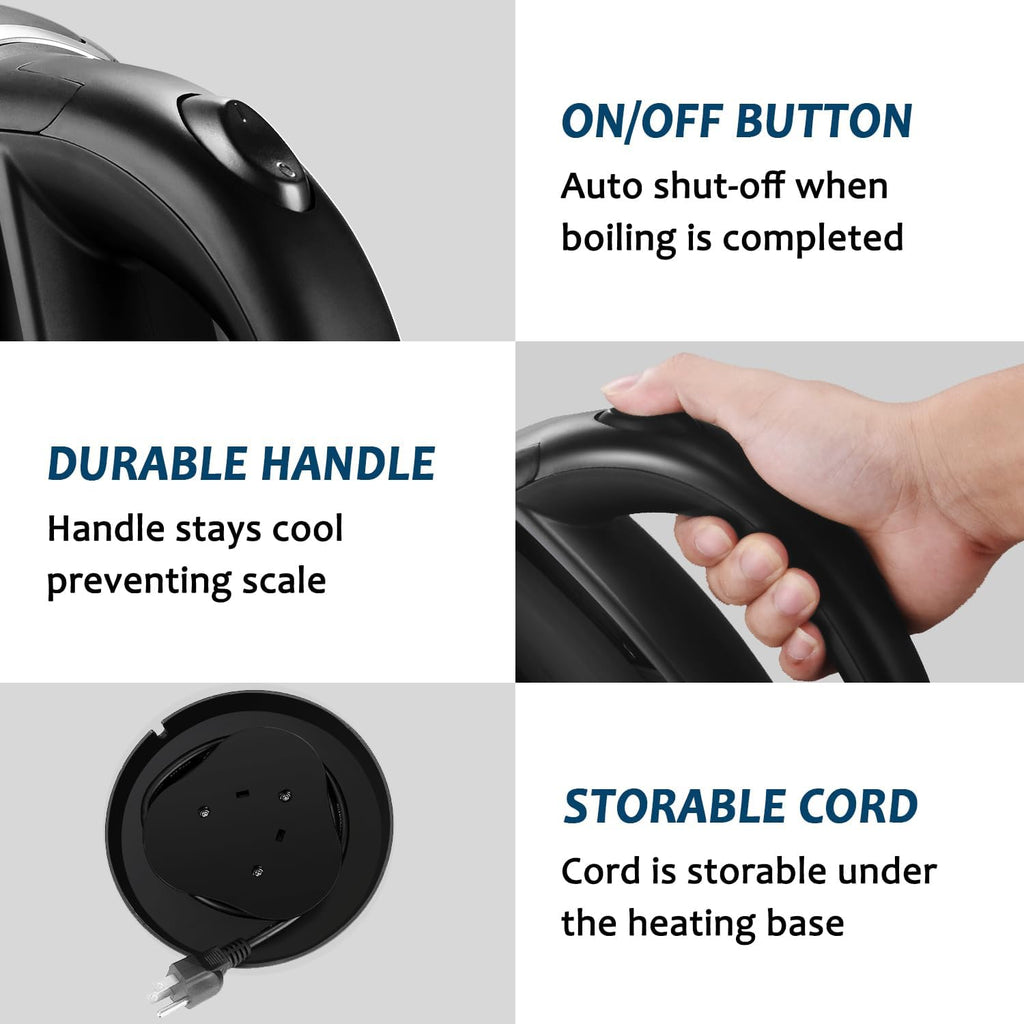 TOPWIT Electric Kettle, 2.0L Hot Water Kettle Electric, BPA-Free Stainless Steel Tea Kettle, Electric Kettles for Boiling Water with Fast Boil, Auto Shut-Off & Boil Dry Protection, Black