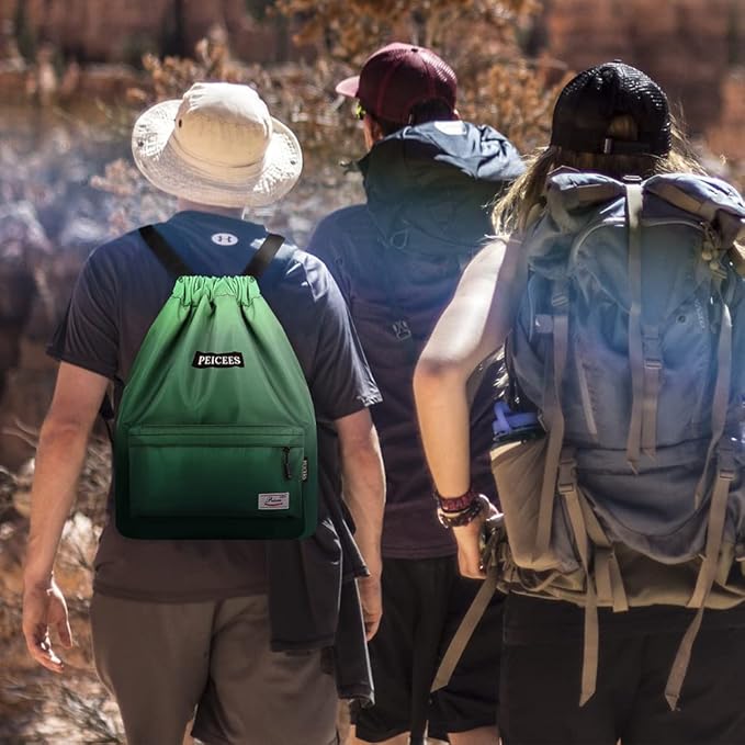 Peicees Waterproof Drawstring Sport Bag Lightweight Sackpack Backpack for Men and Women