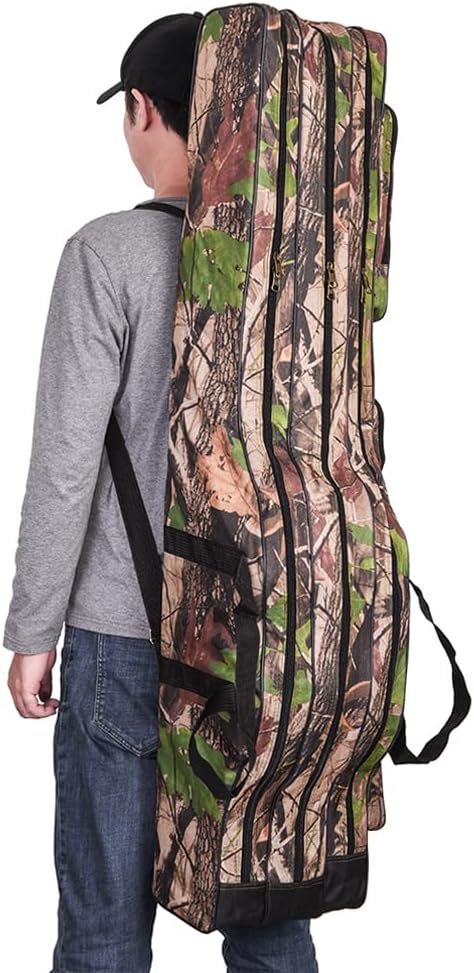 oorslay Portable Folding Fishing Tackle Storage Bags Oxford Fishing Rod Case Fishing Pole Bag Carry Organizer Waterproof Fishing Bag