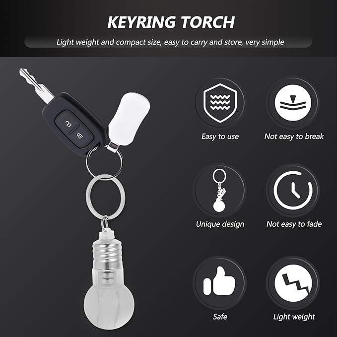 VANZACK ED Light Bulb Keychain, Mini Keychain Flashlight - Colorful Bulbs Light Up Glow in The Dark for Outdoor Camping Hiking Backpacks