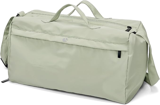 Sports Gym Bag for Women, Travel Workout Duffel Overnight Shoulder Bags with Shoes Compartment and Wet Pocket Lightweight Weekend Waterproof Mint Green