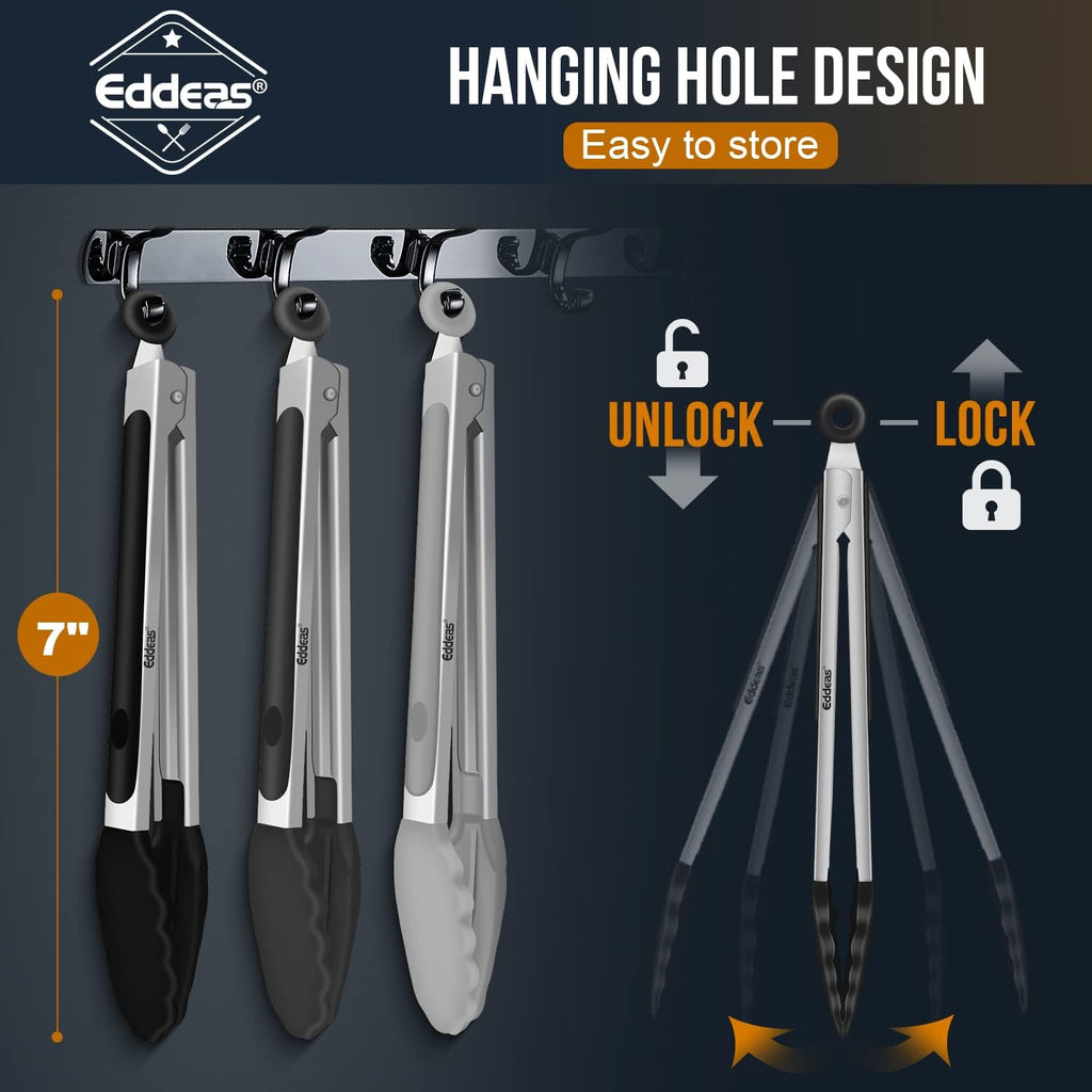 Small Tongs For Cooking - 7 inch Mini Tongs For Serving, Silicone Kitchen Tongs With Silicone Tip, Air Fryer, Appetizers, Veggies, Salad, Dishwasher safety Set of 3 Colour