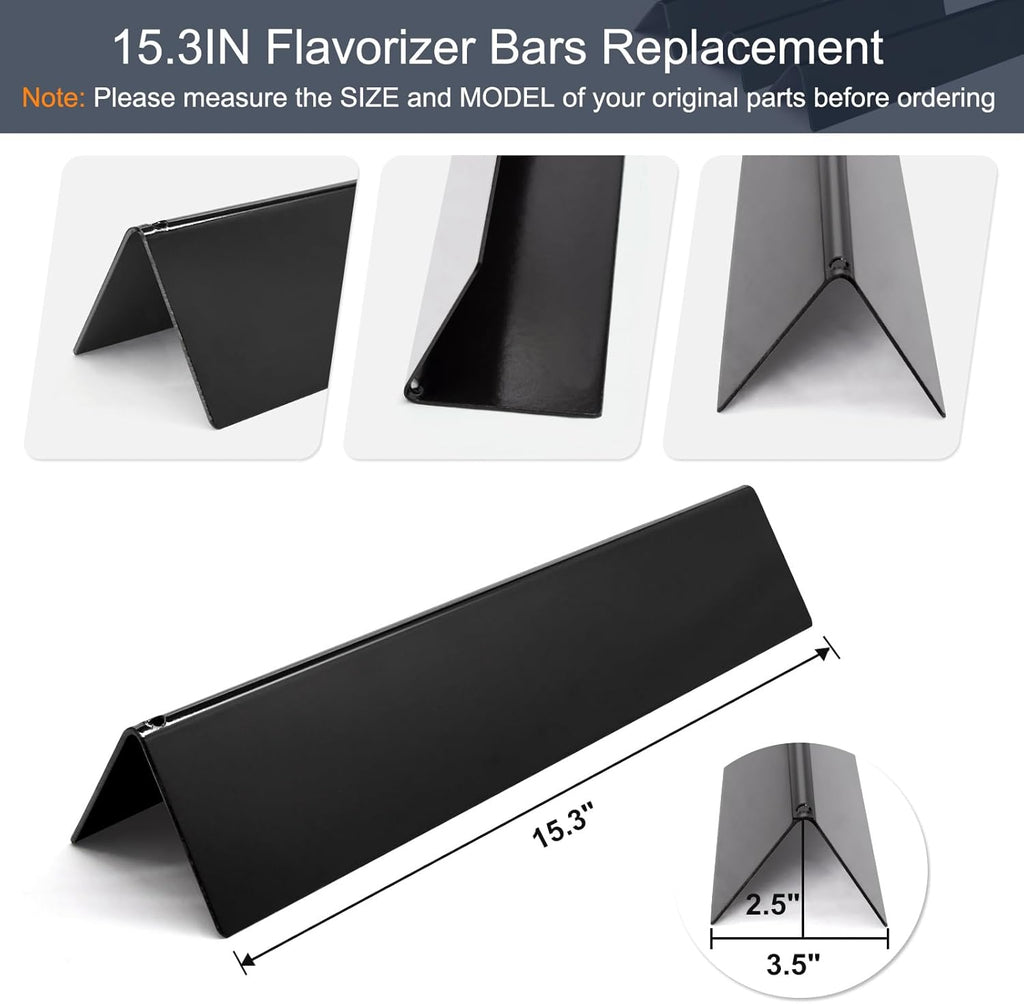 15.3" 7635 Porcelain-Enameled Flavorizer Bars for Spirit 200 Series Gas Grills, Spirit E210, S210, E220, S220 with Front Control Knobs, Set of 3 Heat Plates Flavorizer Bars Replacement for Weber 7635