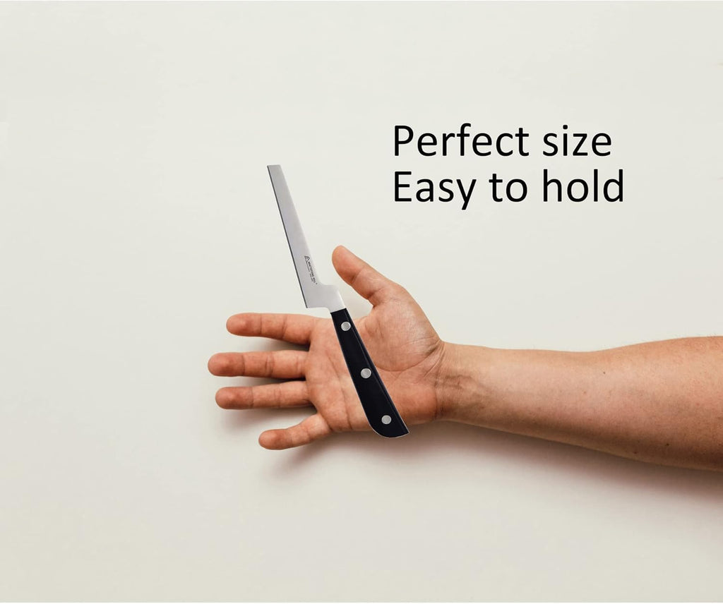 Cheese Knife - MATTSTONE HILL Soft Cheese Knife, Cheese Cutter, Premium Stainless Steel, Black Handle