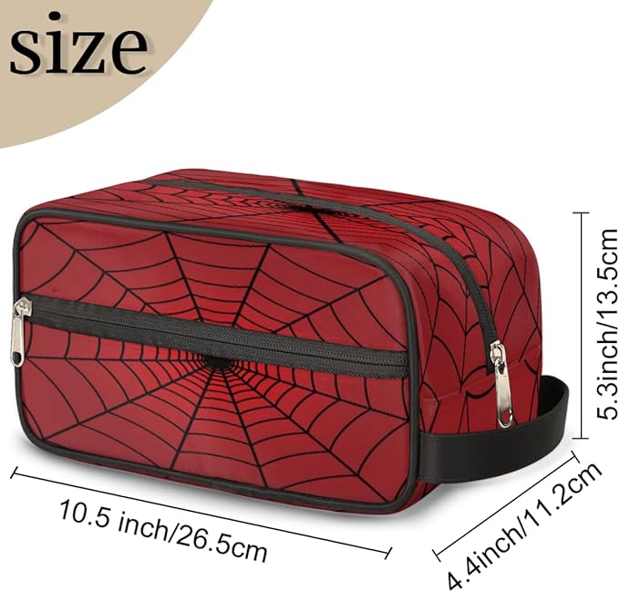 Red Spiders Web Toiletry Bag,Travel Cosmetic Bag,Hanging Makeup Bag,TSA Approved Hygiene Bag Waterproof Shave Dopp Kit Organizer for Toiletries Shower Bathroom Carry-on Accessories Gifts