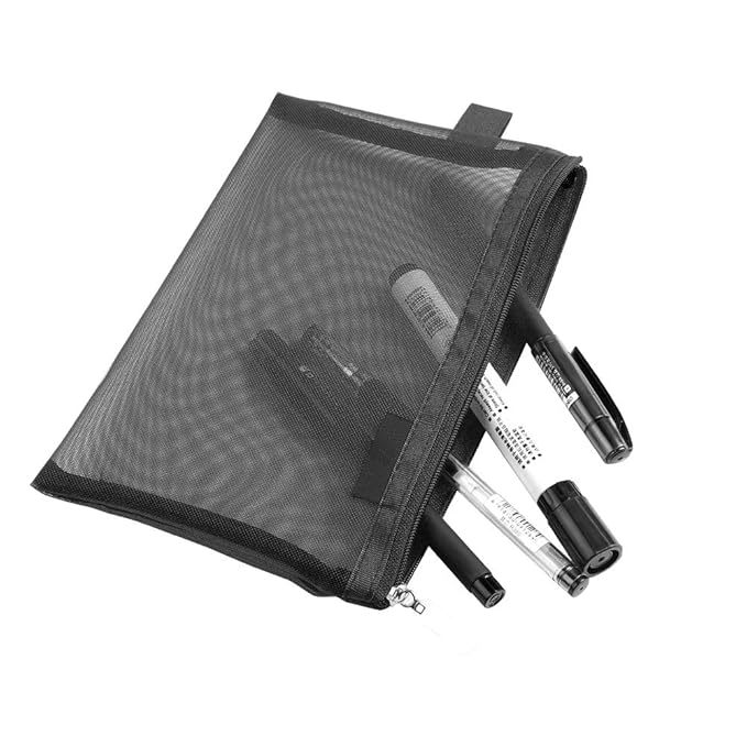 Clear Cosmetic Bags Zip Makeup Mesh Bags Pencil Case Pouch Travel Toiletry Kit Set Storage Case (Black)