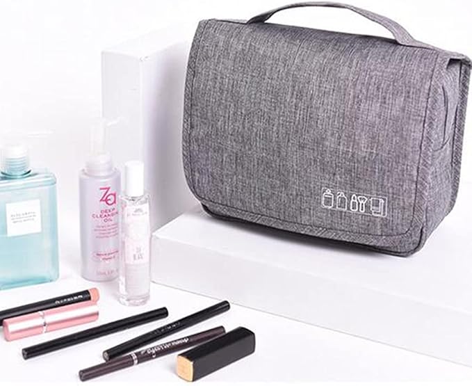 Travel Makeup Bag Water-resistant Toiletry Cosmetic Bag, Hanging Travel Toiletry Bag for Men Women and Girls, Multifunction Cosmetic Bag for Accessories, Shampoo, Toiletries，Gray