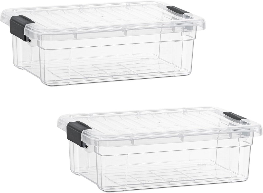 Superio Clear Storage Bins with Lids, Stackable Storage Box with Latches and Handles, Extra Small, 2 Pack 2 Quart