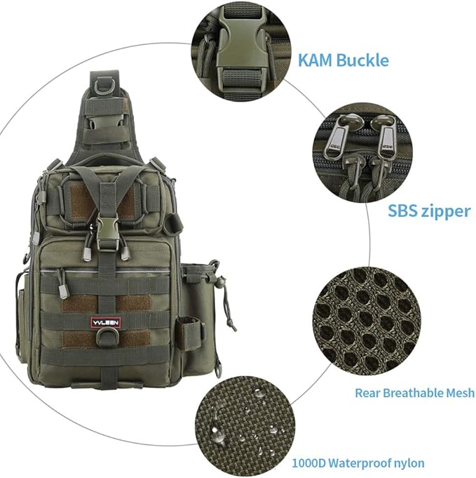Fishing Tackle Backpack - Yvleen Outdoor Fishing Tackle Box Bag Waterproof Shoulder Backpack Fishing Gear - Saltwater Fishing Tackle Tool Box Bag