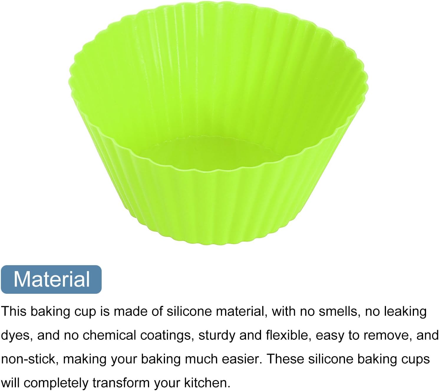 uxcell 36Pcs Silicone Cupcake Liners, Non-Stick Baking Cups, for Cooking Eggs, Baking Muffins and Make a Cake(Green)