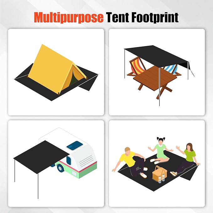 REDCAMP 2 Person Ultralight Tent Footprint with Extra Vestibule Storage Cloth, PU 2000 Waterproof Camping Tent Tarp with Carrying Bag to Elevate Your Camping, Hiking, Backpacking, Hammock Experience