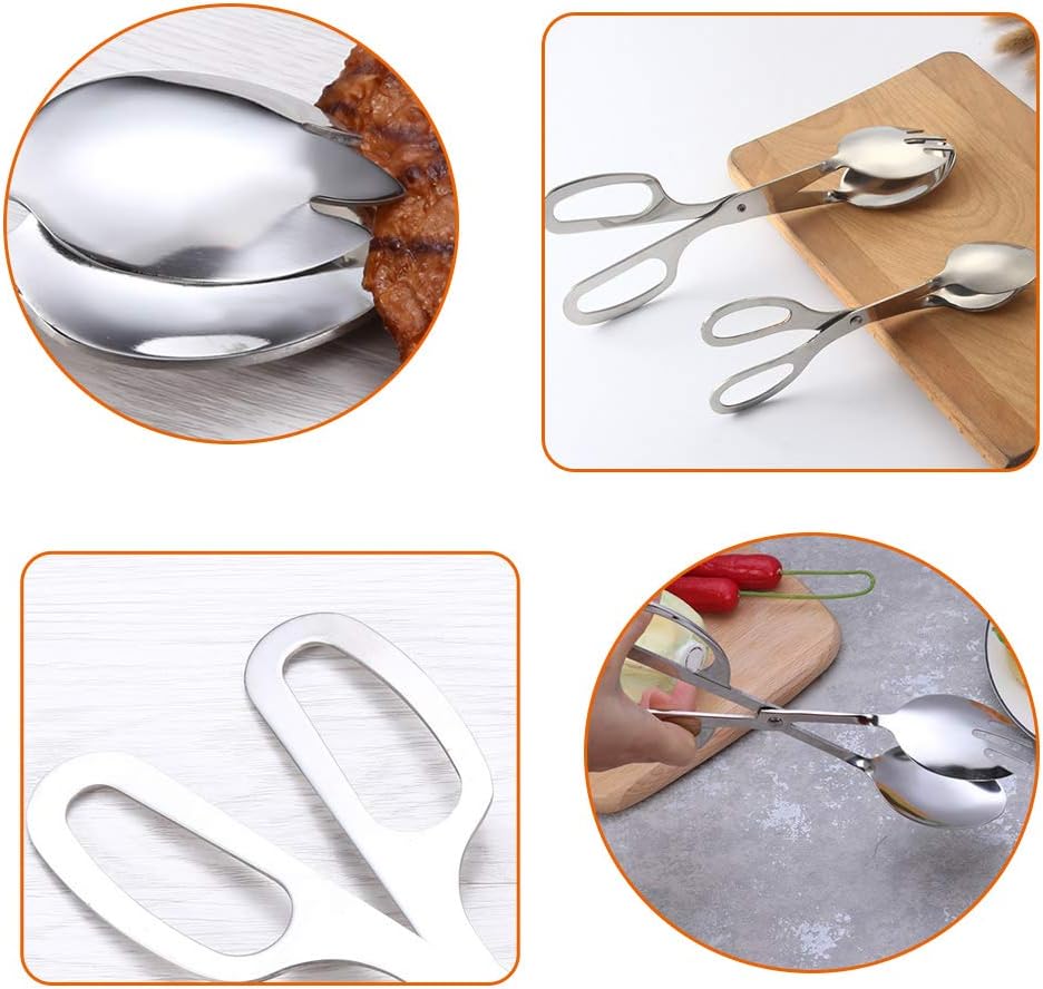 2 PACK Buffet Tongs,Stainless Steel Salad Tongs,Serving Tongs for Home Kitchen,Cake,Bread,Catering,Party,Barbecue,Seafood,Frying(10Inch and 8Inch)