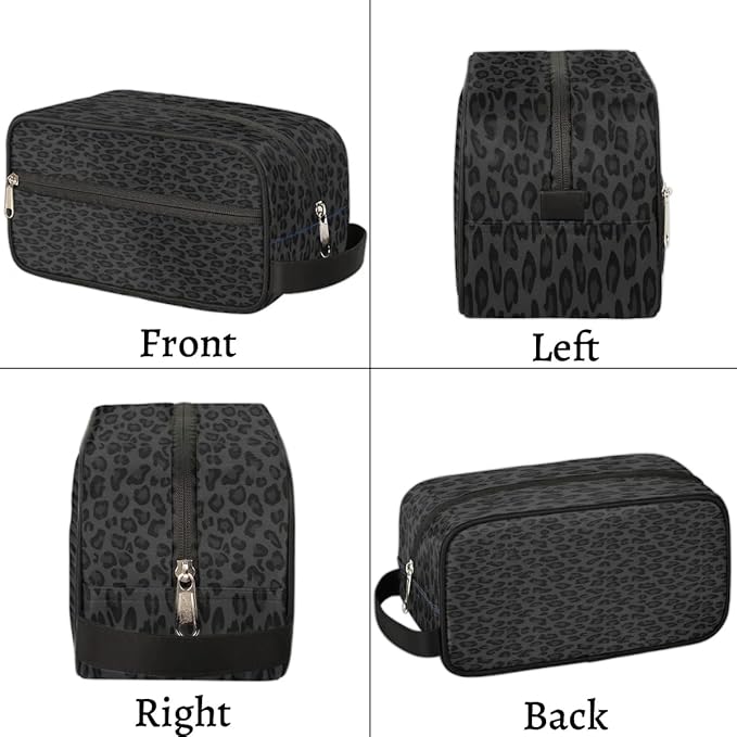 Black Leopard Hanging Toiletry Bag,Travel Hygiene Kits for Boys Mens,Waterproof Makeup Carry-on Bags,Cosmetic Bag,TSA Approved Shave Dopp Kit for Toiletries Shower Bathroom Accessories Gifts
