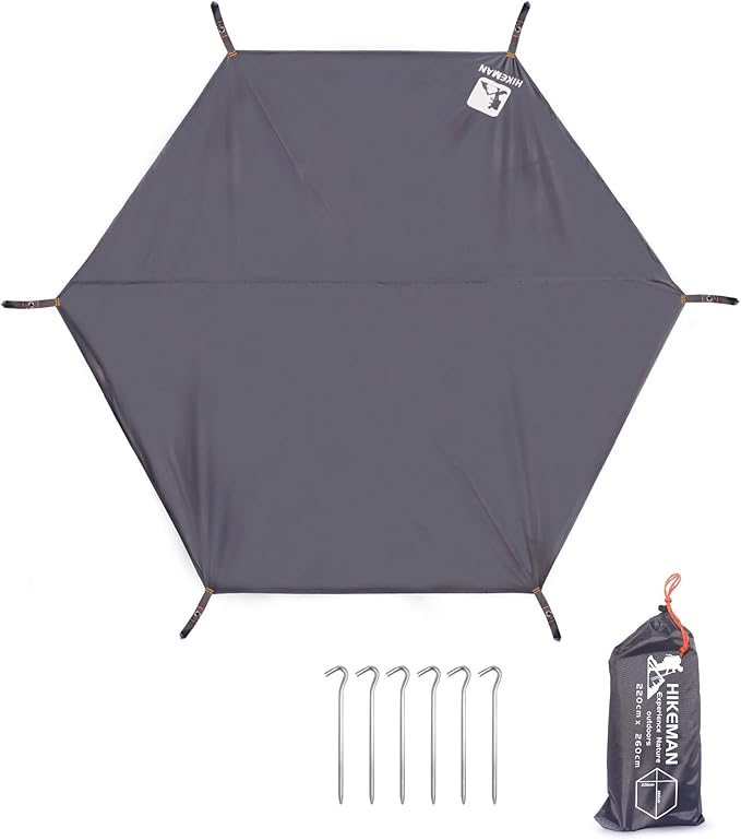HIKEMAN Hexagonal Tent Footprint,1-4 Person Ultralight Waterproof Tent Tarp Ground Sheet Mat with 6 Tent Stakes for Camping Hiking Picnic Backpacking