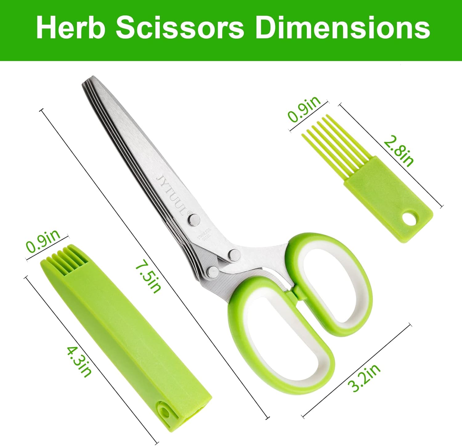 Herb Scissors, Multipurpose Sharp Kitchen Herb Cutter Shears with 5 Stainless Steel Blades, Safety Cover, Cleaning Comb, Cool Kitchen Gadgets for Cutting Fresh Garden Herbs, Dishwasher Safe