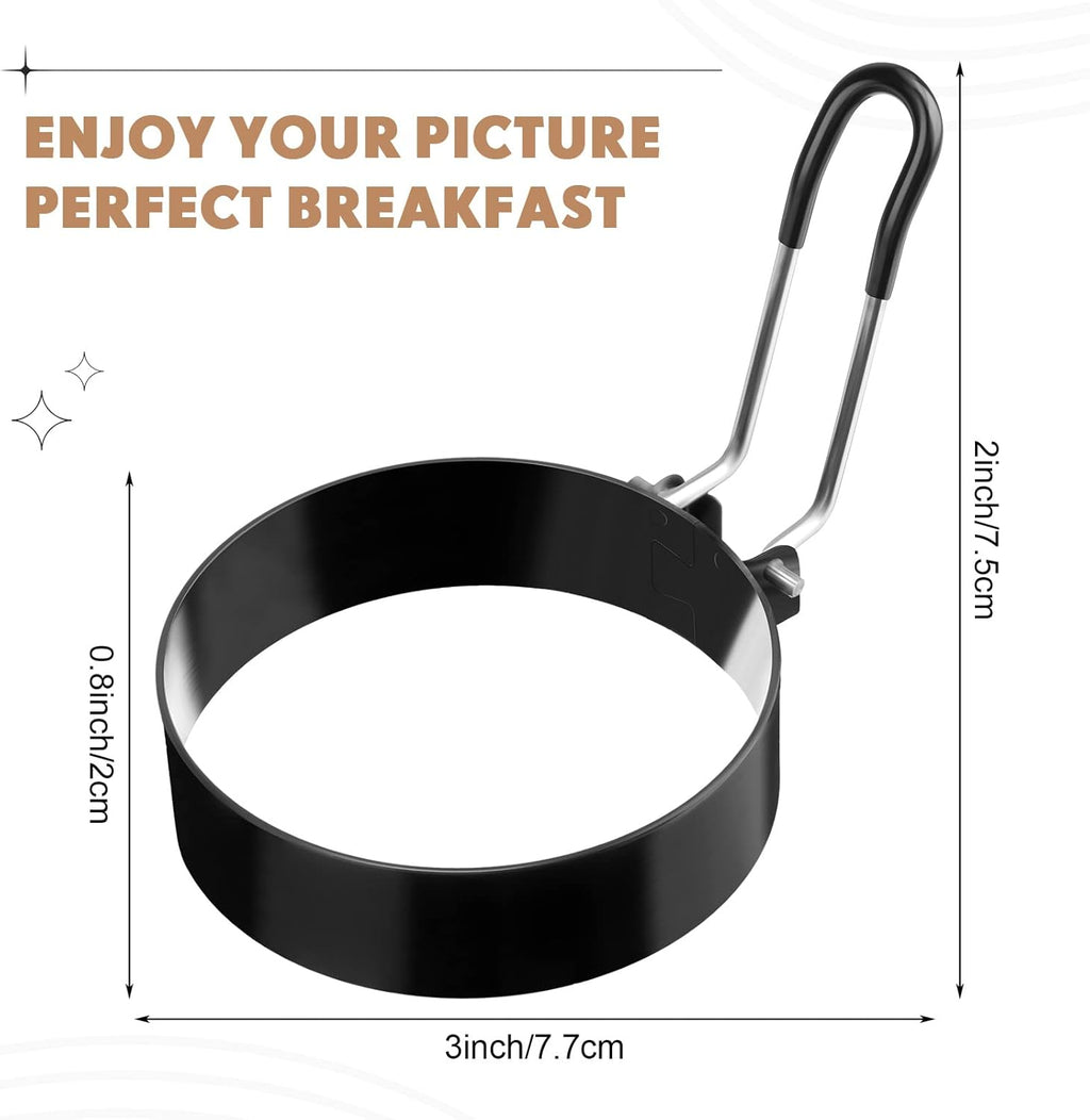 Yaomiao 12 Pcs Egg Rings for Frying Eggs Nonstick Pancake Mold Stainless Steel Egg Mold Portable Round Shaper with Handle for Cooking Griddle Camping Breakfast(3 Inch)