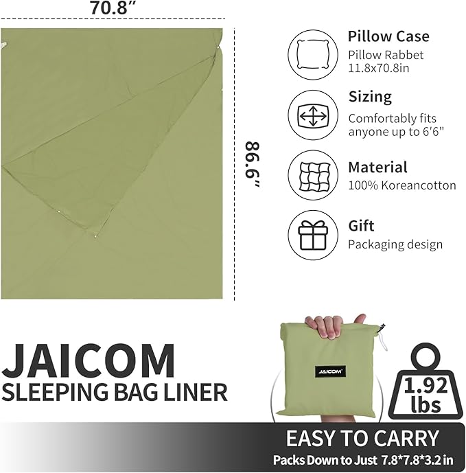 Sleeping Bag Liner - Travel Sheets for Hotel, Portable & Comfortable & Quick-Drying Adult Sleep Sack for Camping, Business Trips, Traveling, Hostel