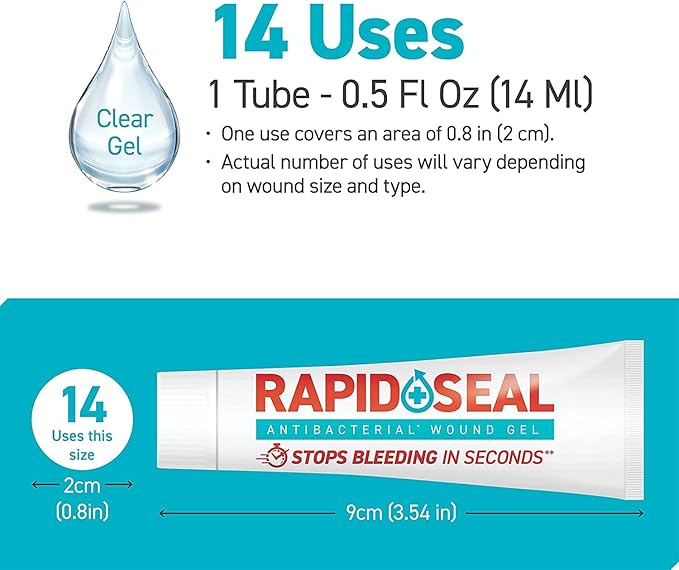 Wound Gel (1 Tube) | Stops Bleeding in Seconds | FSA HSA Eligible | Ideal for Cuts, Scrapes, Razor Nicks for Emergency First Aid Supplies