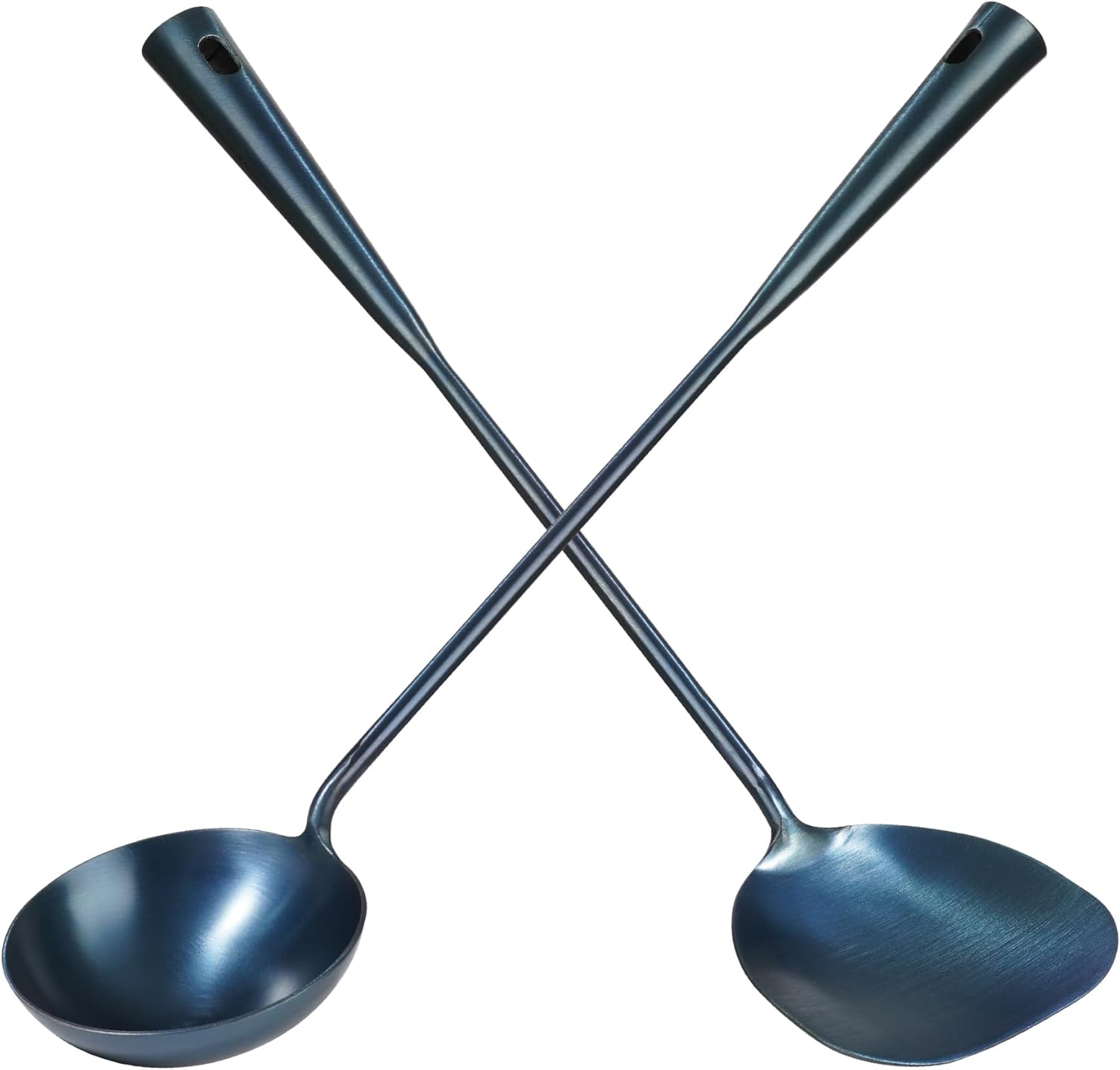 Traditional Hand Made spatula & Ladle Wok Tool Set,Chinese Iron Ladle & spatula,15.8in inches wok utensils