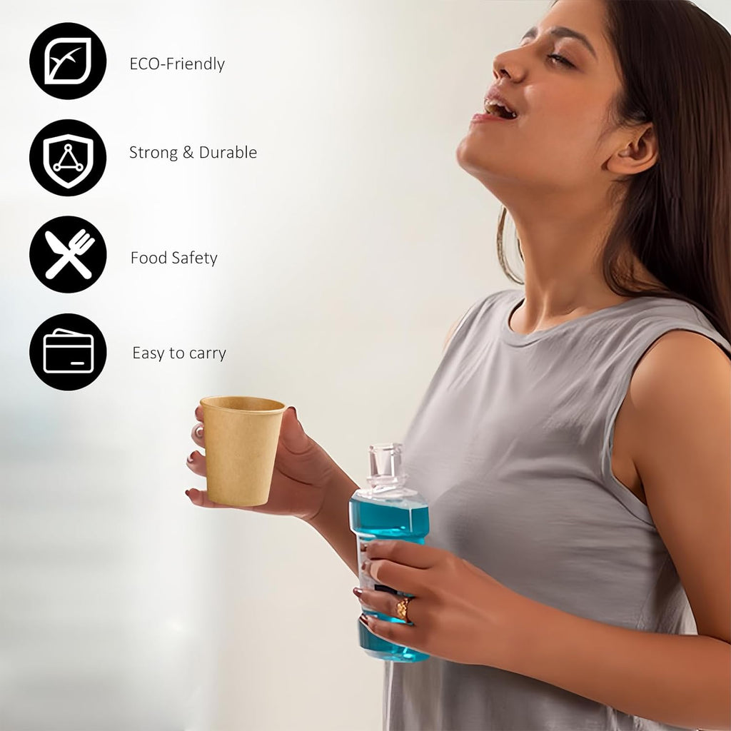 1200 Pack 3 oz Paper Cups, Disposable Kraft Small Mouthwash Bathroom Cups 3 Ounce, Hot/Cold Beverage Cups for Home, Kitchen, Party