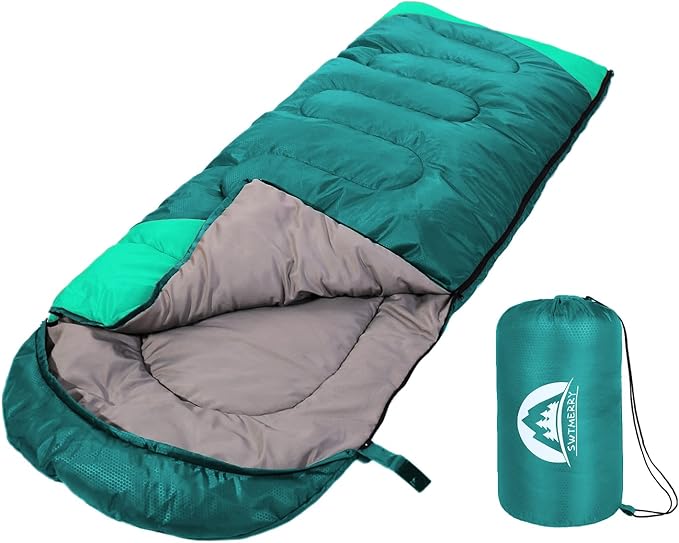 SWTMERRY Sleeping Bag 3 Seasons (Summer, Spring, Fall) Warm & Cool Weather - Lightweight,Waterproof Indoor & Outdoor Use for Kids, Teens & Adults for Hiking and Camping